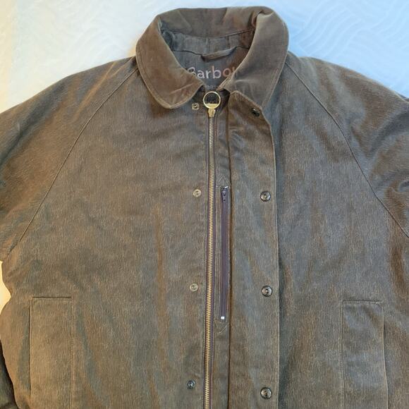 Barbour Weather Worked Beaufort Wax Jacket Mens Large Brown Chore Utility Coat - Picture 6 of 14